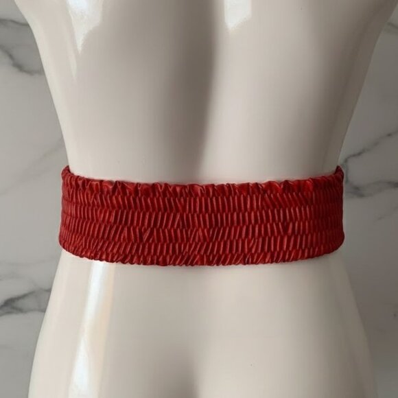 Diesel Women's Vintage Dark Red Braided Elastic Belt - Picture 12 of 12